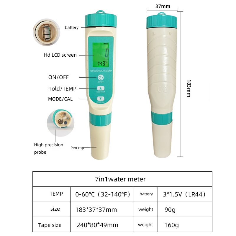 2023 Newest 7 in 1 PH / TDS /  - đánh giá và giá Ec Meter Digital