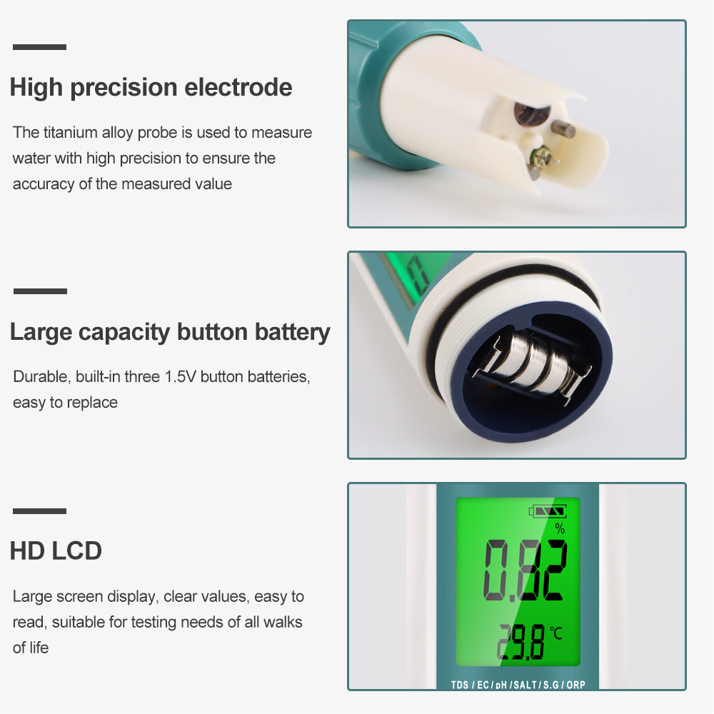 7 Trong 1 PH TDS EC ORP Độ Mặn - đánh giá và giá Ec Meter Digital